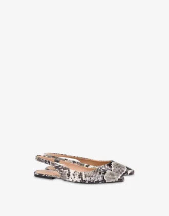 Ballerines à bride arrière en cuir de veau imprimé python
