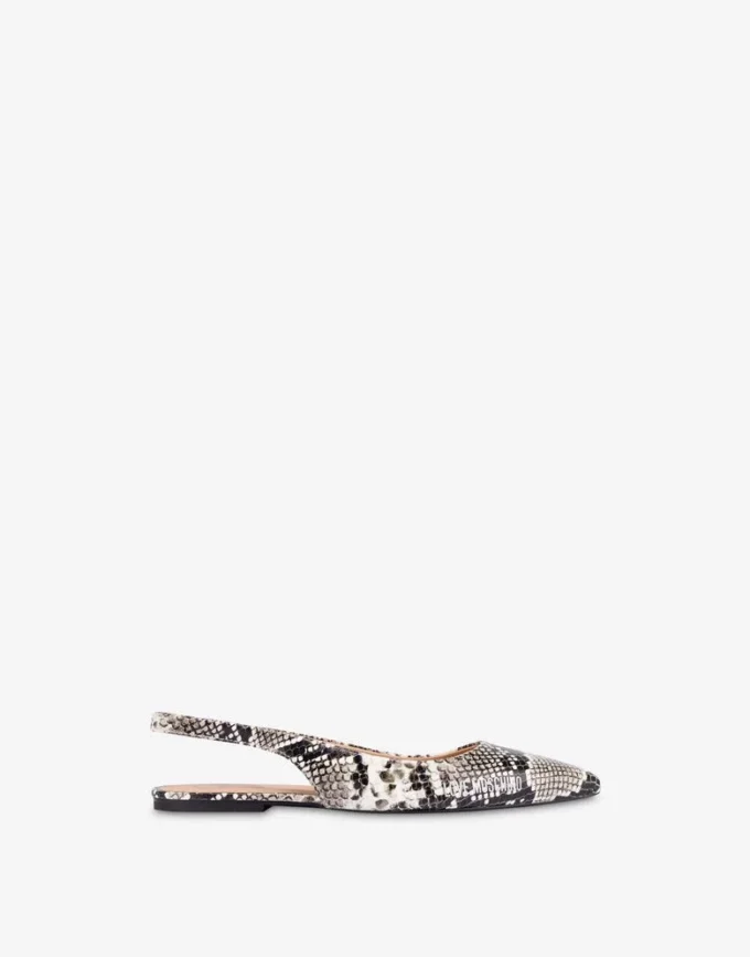 Ballerines à bride arrière en cuir de veau imprimé python Ballerines à bride arrière en cuir de veau imprimé python