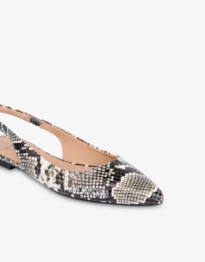 Ballerines à bride arrière en cuir de veau imprimé python Ballerines à bride arrière en cuir de veau imprimé python