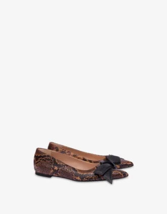 Ballerines en cuir de veau imprimé python