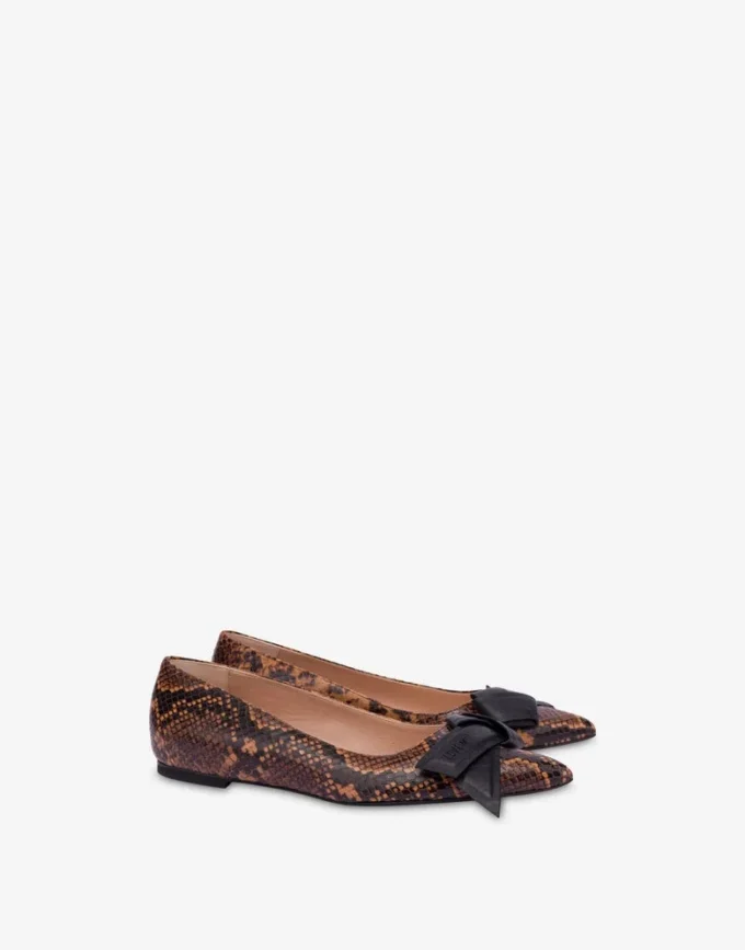 Ballerines en cuir de veau imprimé python