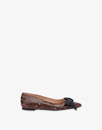 Ballerines en cuir de veau imprimé python