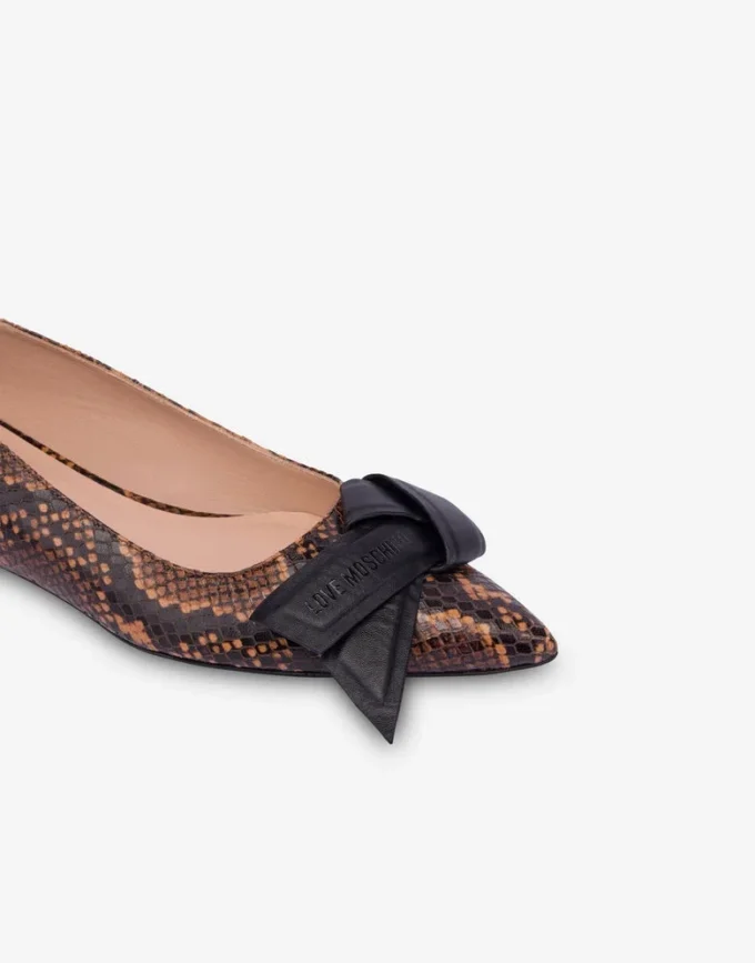 Ballerines en cuir de veau imprimé python