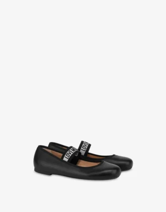 Ballerines en cuir nappa avec bande élastique logo