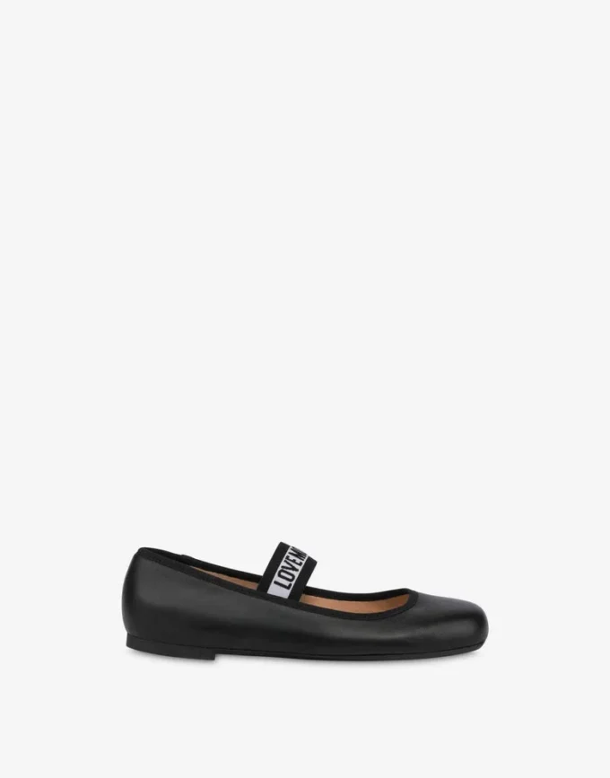 Ballerines en cuir nappa avec bande élastique logo