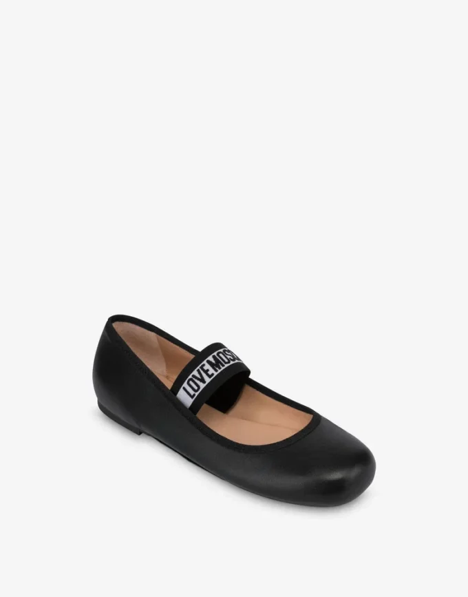 Ballerines en cuir nappa avec bande élastique logo