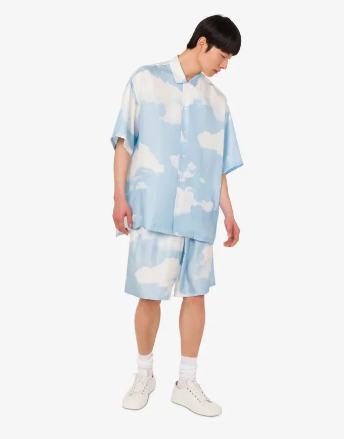 Bermuda en twill de soie Nuage d&rsquo;archives