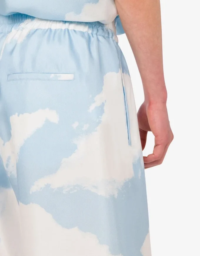 Bermuda en twill de soie Nuage d&rsquo;archives