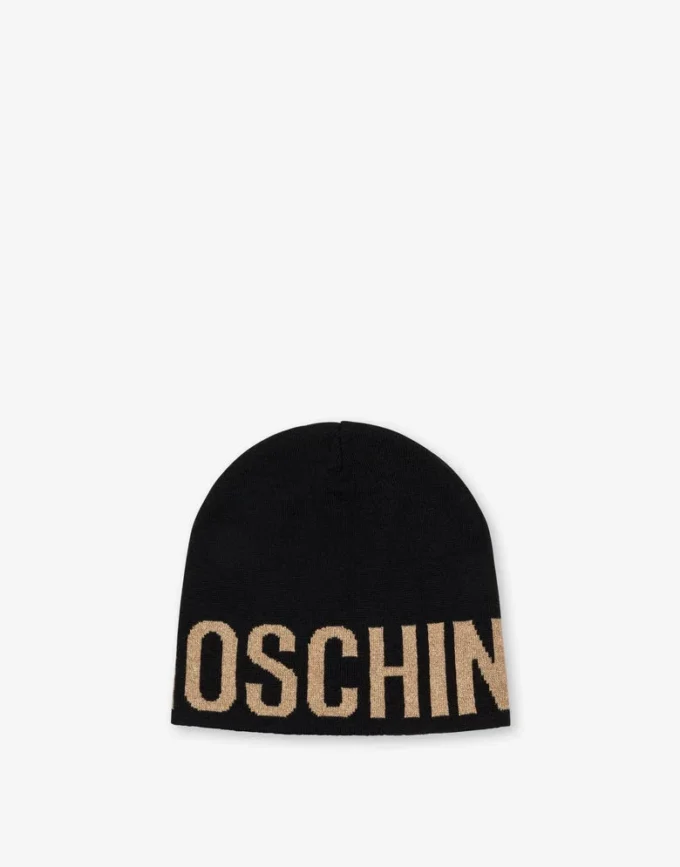 Bonnet en tricot avec logo doré