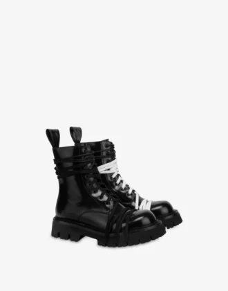 Bottes motardes en cuir de veau brossé