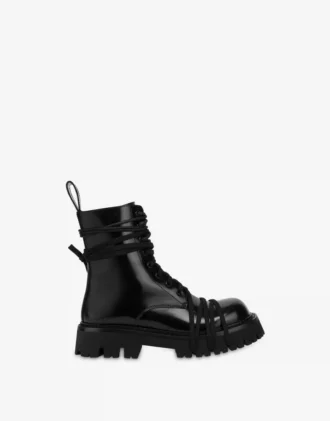 Bottes motardes en cuir de veau brossé
