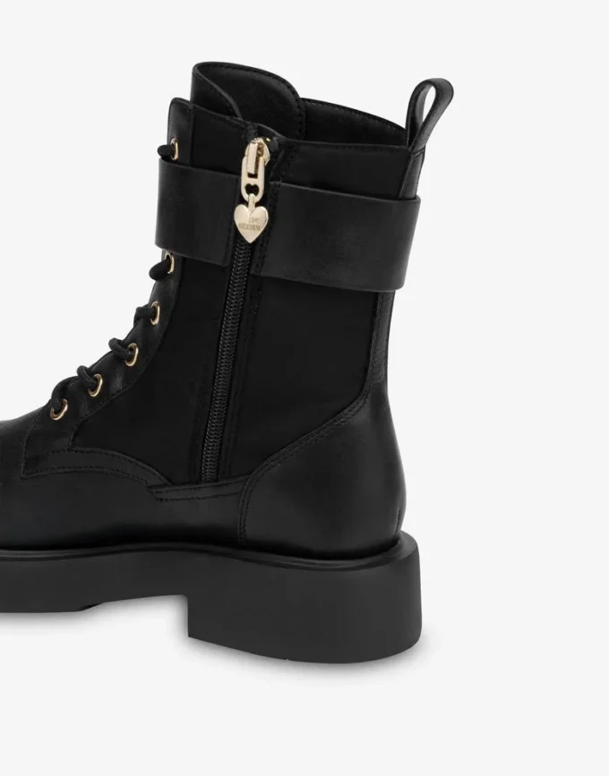 Bottines en cuir de veau et nylon Bottines en cuir de veau et nylon