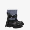 Bottines en denim et cuir de veau Bottines en denim et cuir de veau