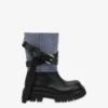 Bottines en denim et cuir de veau Bottines en denim et cuir de veau