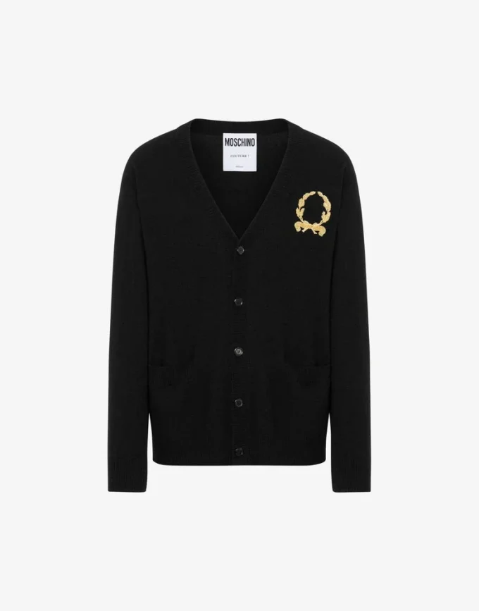 Cardigan en laine et cachemire Broderie couronne de laurier Cardigan en laine et cachemire Broderie couronne de laurier