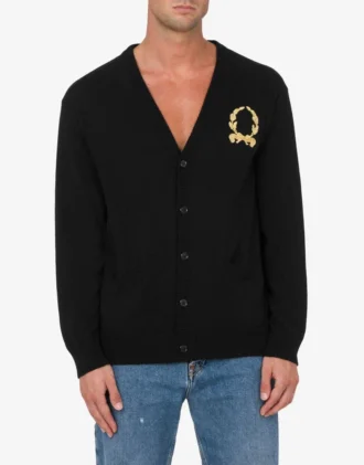 Cardigan en laine et cachemire Broderie couronne de laurier