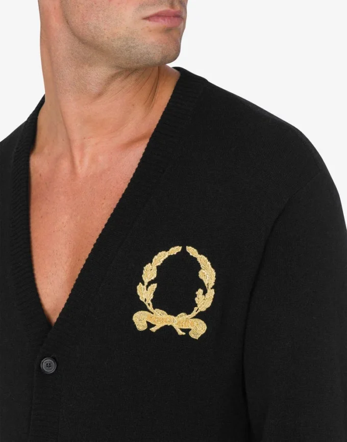 Cardigan en laine et cachemire Broderie couronne de laurier Cardigan en laine et cachemire Broderie couronne de laurier