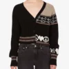 Cardigan en laine mélangée intarsia Cardigan en laine mélangée intarsia