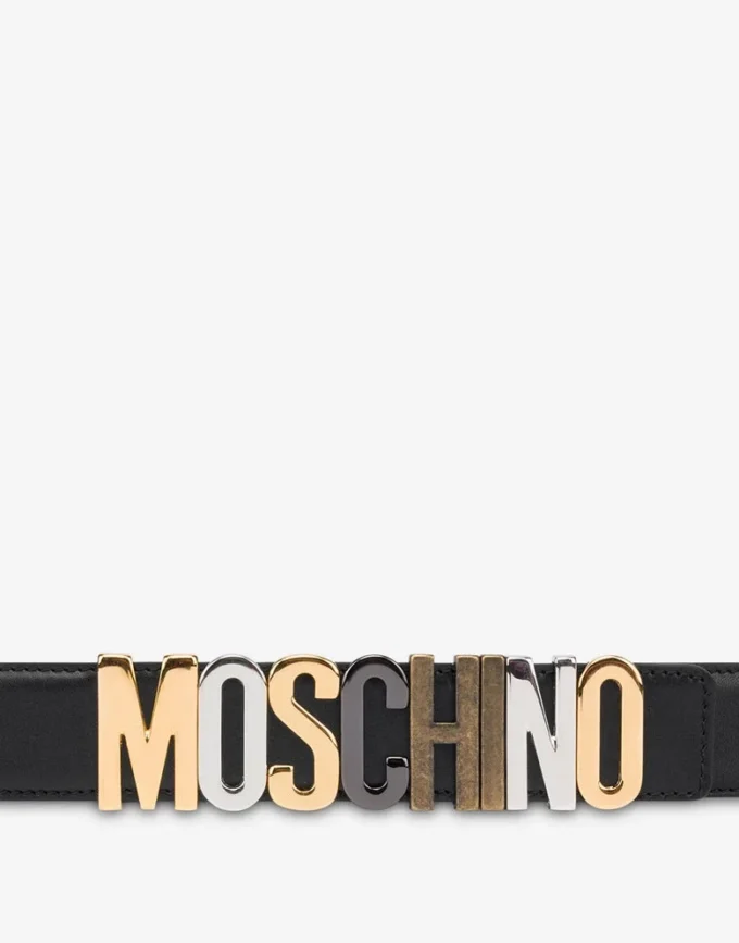 Ceinture en cuir de veau avec logo Lettering mixte
