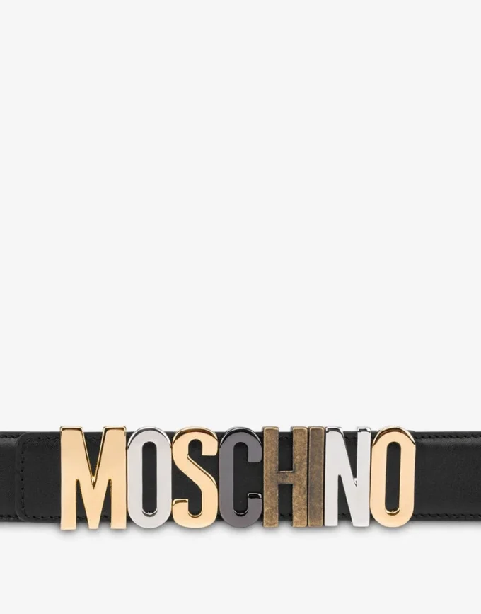 Ceinture en cuir de veau avec logo lettré mixte