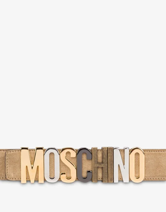 Ceinture en cuir de veau avec logo lettré mixte