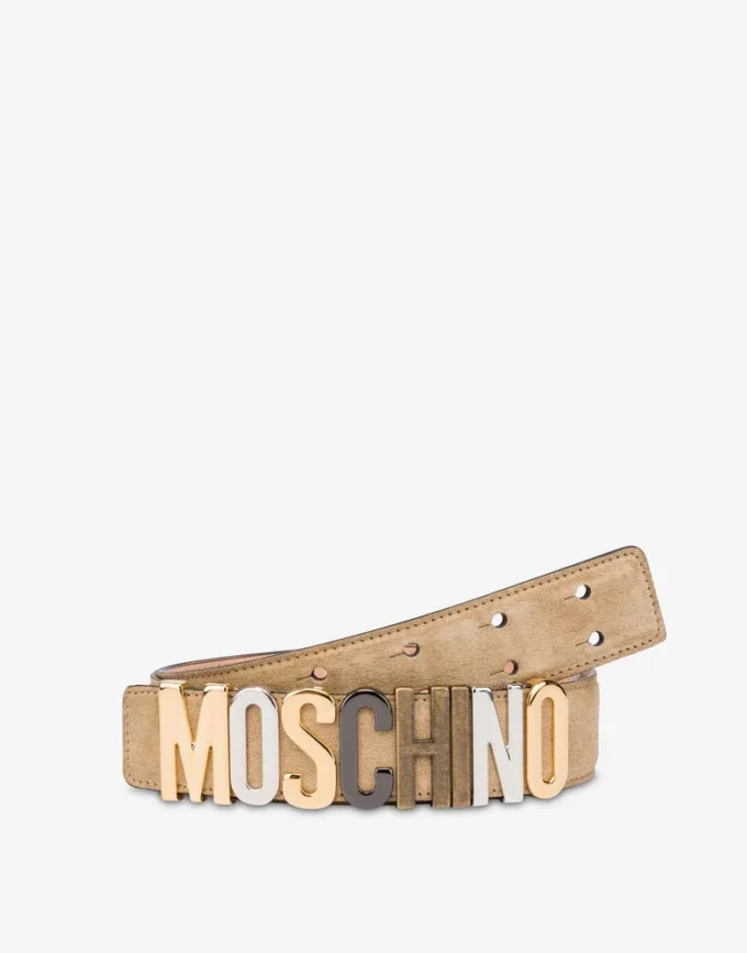 Ceinture en cuir de veau avec logo lettré mixte