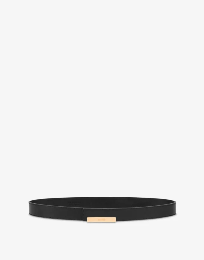 Ceinture en cuir de veau avec plaque métallique