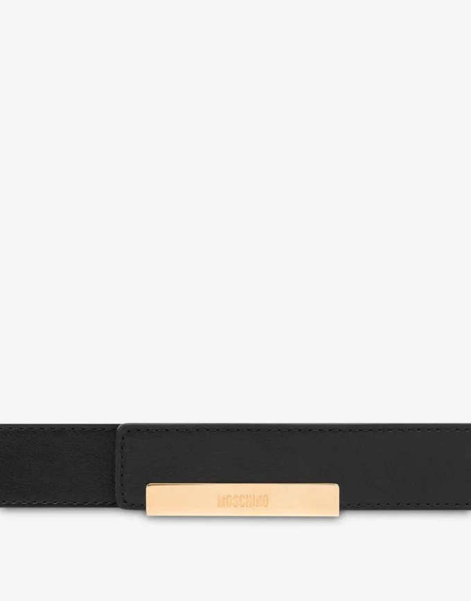 Ceinture en cuir de veau avec plaque métallique