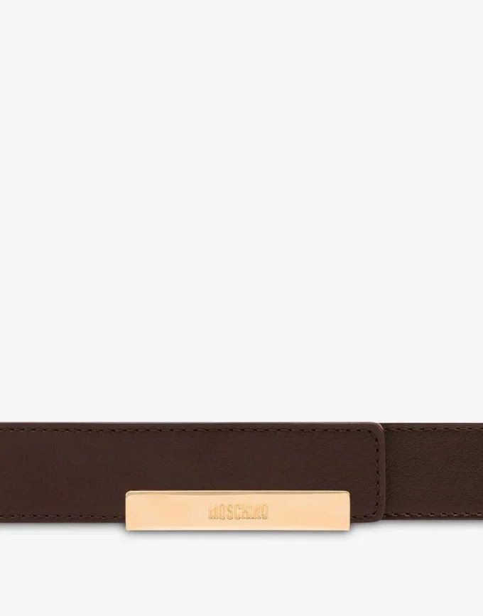 Ceinture en cuir de veau avec plaque métallique