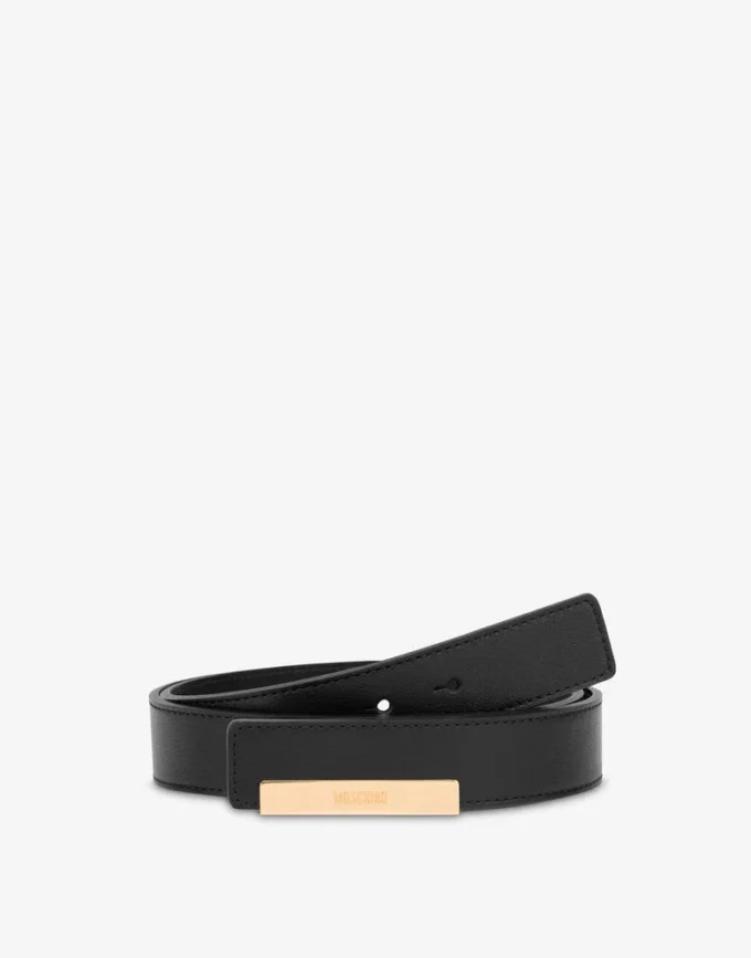 Ceinture en cuir de veau avec plaque métallique