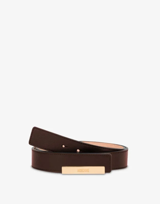 Ceinture en cuir de veau avec plaque métallique