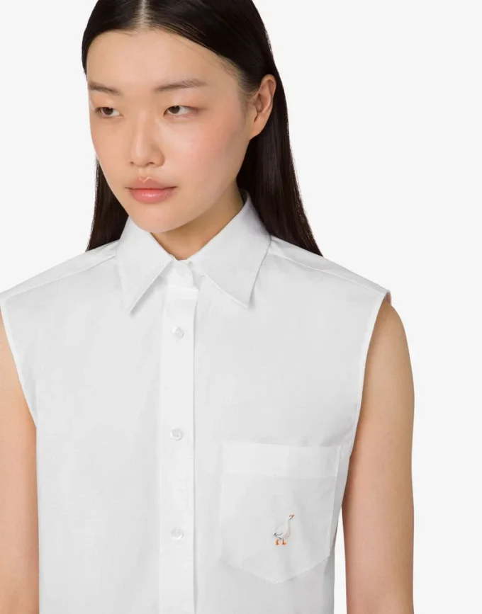 Chemise courte en popeline de coton Goose