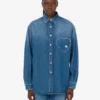 Chemise en denim de coton bleu