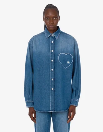 Chemise en denim de coton bleu