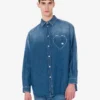 Chemise en denim de coton bleu Chemise en denim de coton bleu