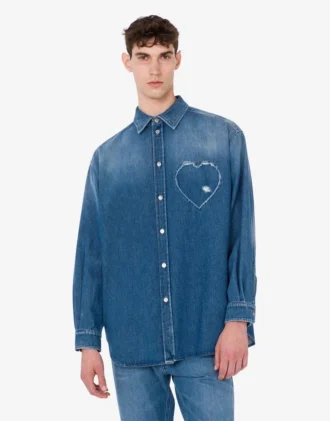 Chemise en denim de coton bleu