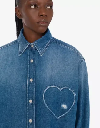 Chemise en denim de coton bleu