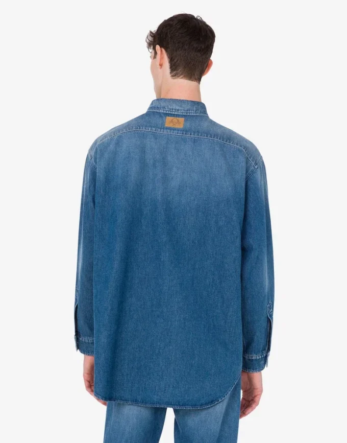 Chemise en denim de coton bleu Chemise en denim de coton bleu