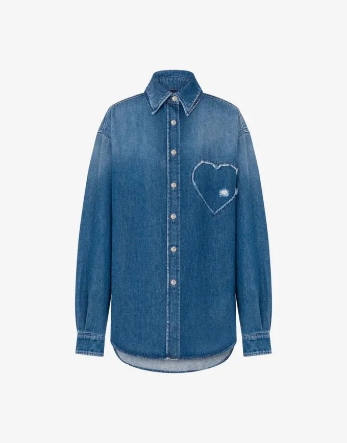 Chemise en denim de coton bleu