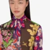 Chemise en georgette de soie imprimée Chemise en georgette de soie imprimée