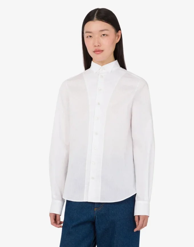 Chemise en popeline de coton jacquard
