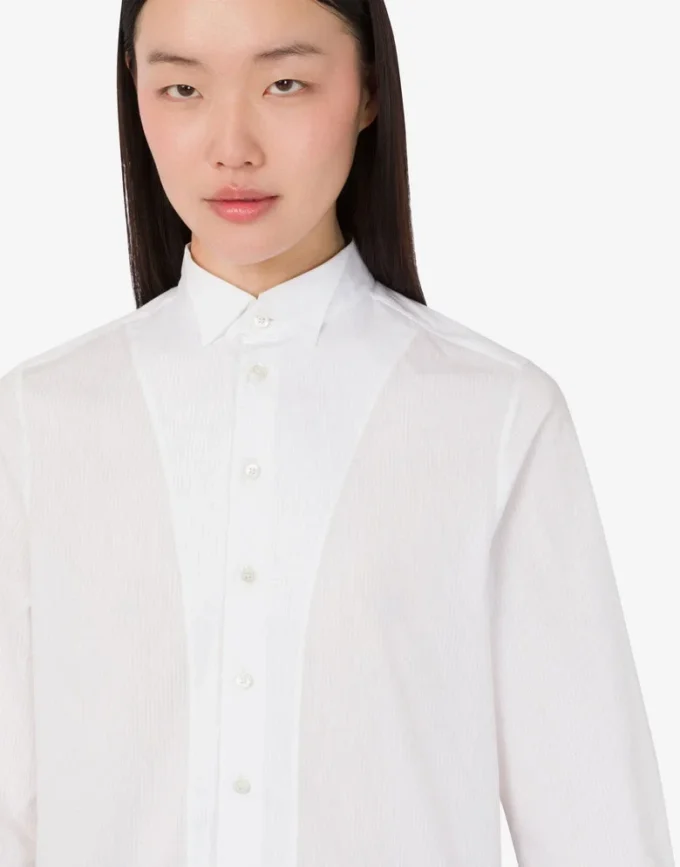 Chemise en popeline de coton jacquard