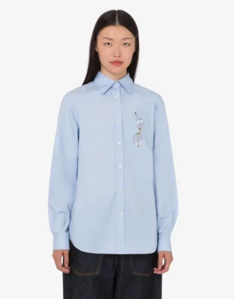 Chemise en popeline de coton stretch imprimée