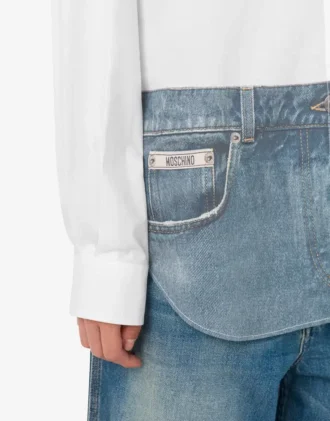 Chemise en popeline de coton stretch imprimée