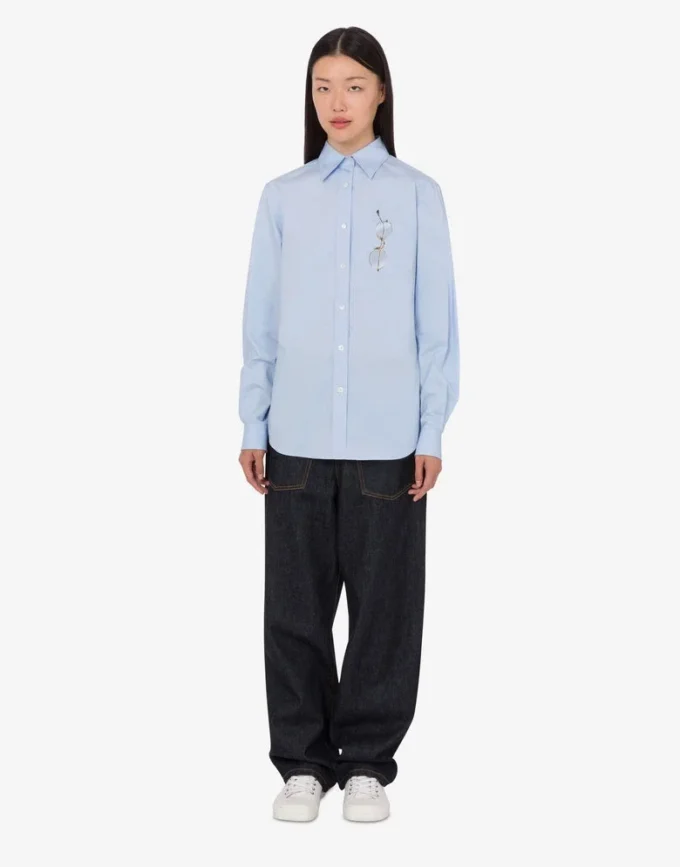 Chemise en popeline de coton stretch imprimée