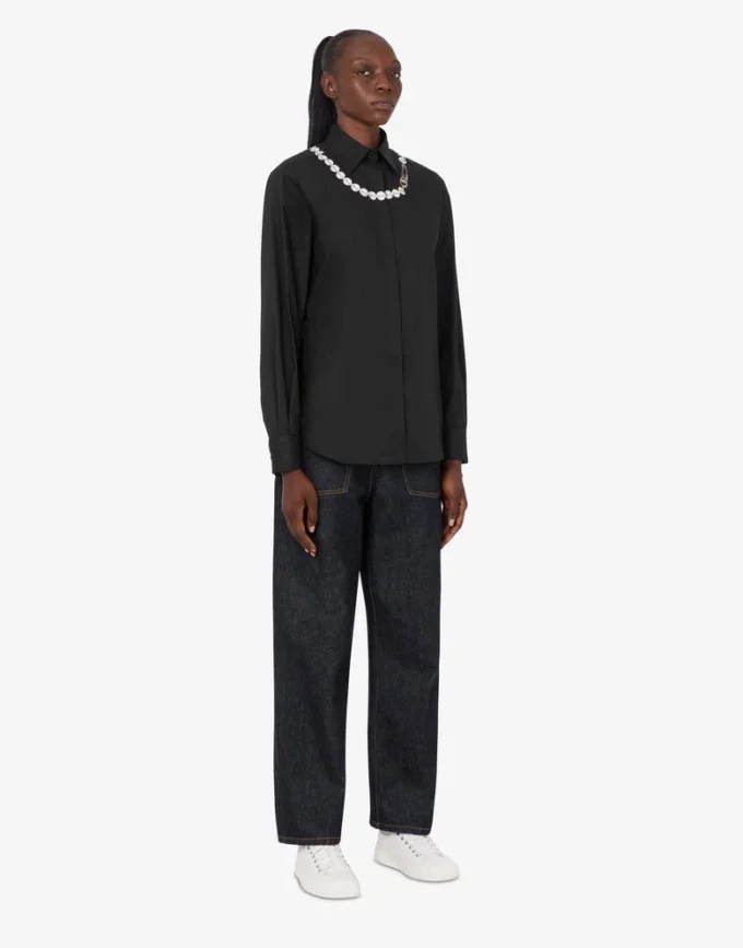 Chemise en popeline de coton stretch imprimée