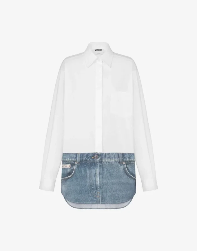 Chemise en popeline de coton stretch imprimée Chemise en popeline de coton stretch imprimée