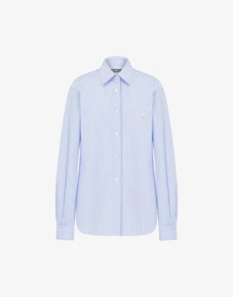 Chemise en popeline rayée Broderie oie