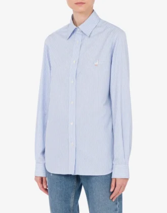 Chemise en popeline rayée Broderie oie
