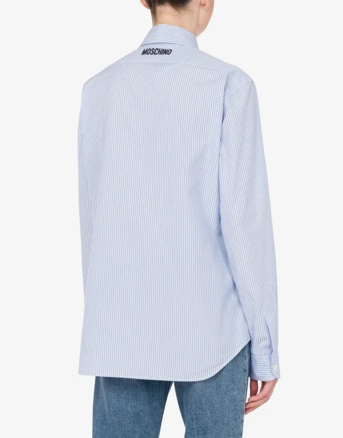 Chemise en popeline rayée Broderie oie